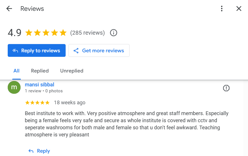 Google review:Real Testimonial