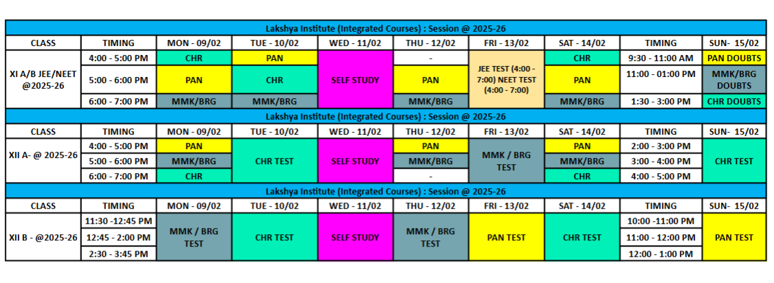 Class 11-12 Timetable