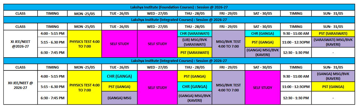 Class 11-12 Timetable